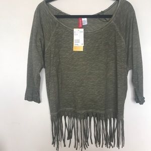 H&M fringe 3/4 sleeve top